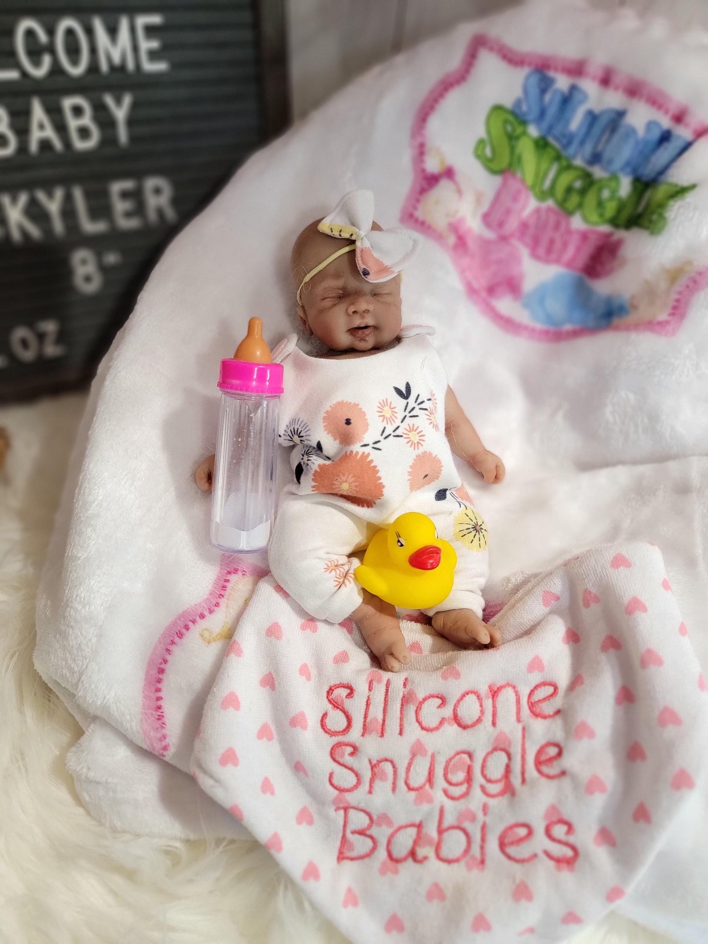 Handmade 8" Silicone Baby Doll - Skyler with Enhanced Realism Edition