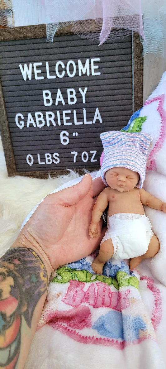 Silicone Baby Doll 6" Boy or Girl "Gabriel" or "Gabby"