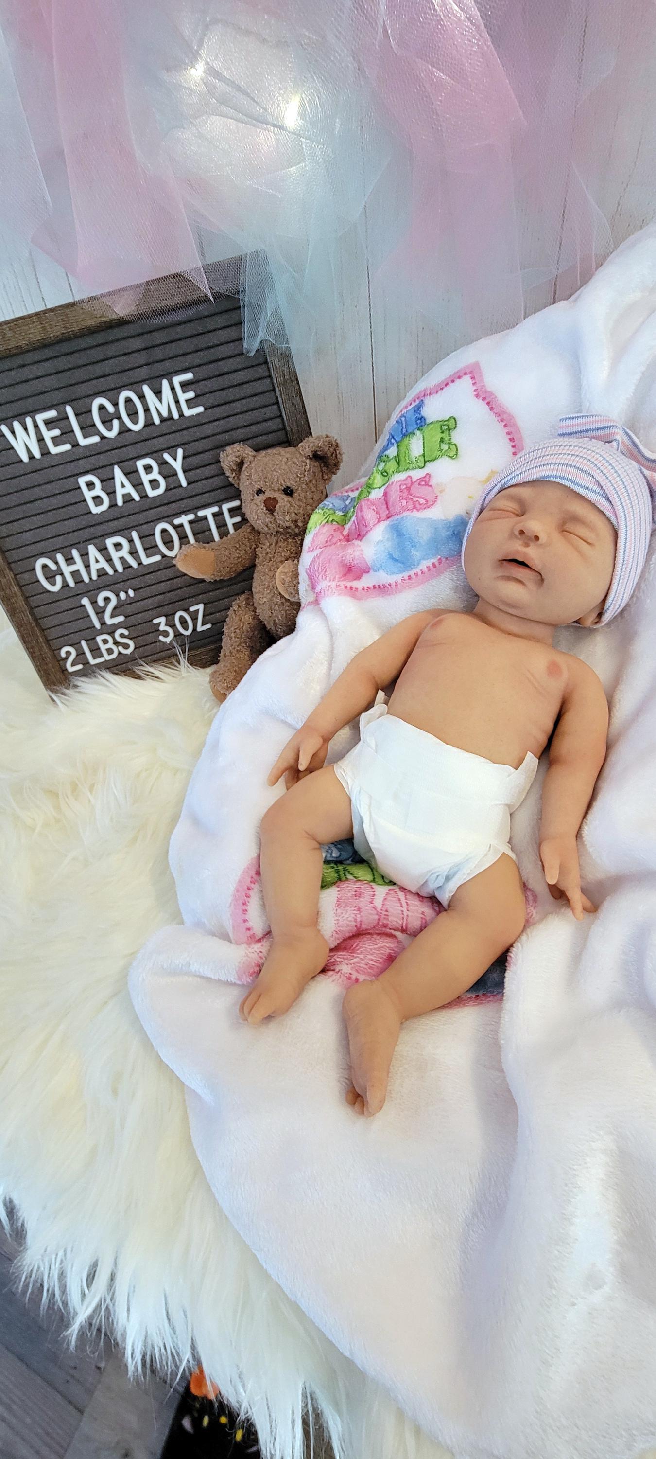 Silicone Baby Doll 12" Boy or Girl "Charlotte" or "Carter"