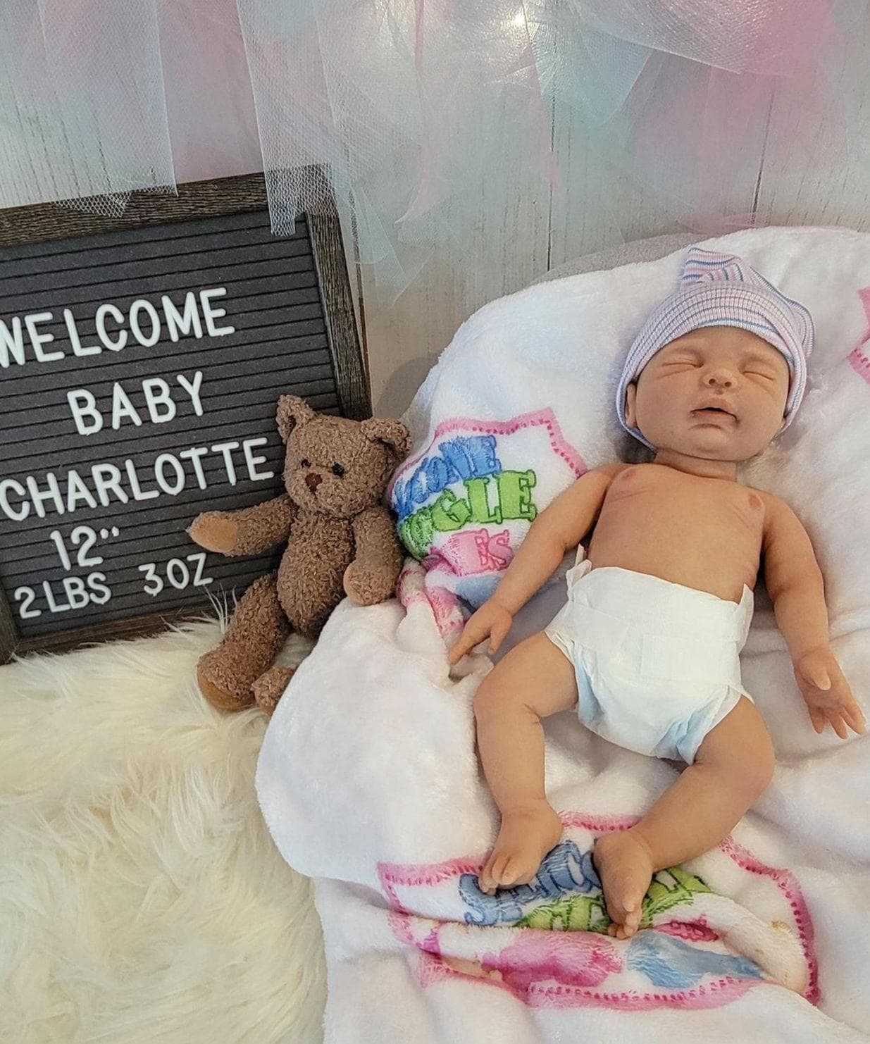Silicone Baby Doll 12" Boy or Girl "Charlotte" or "Carter"