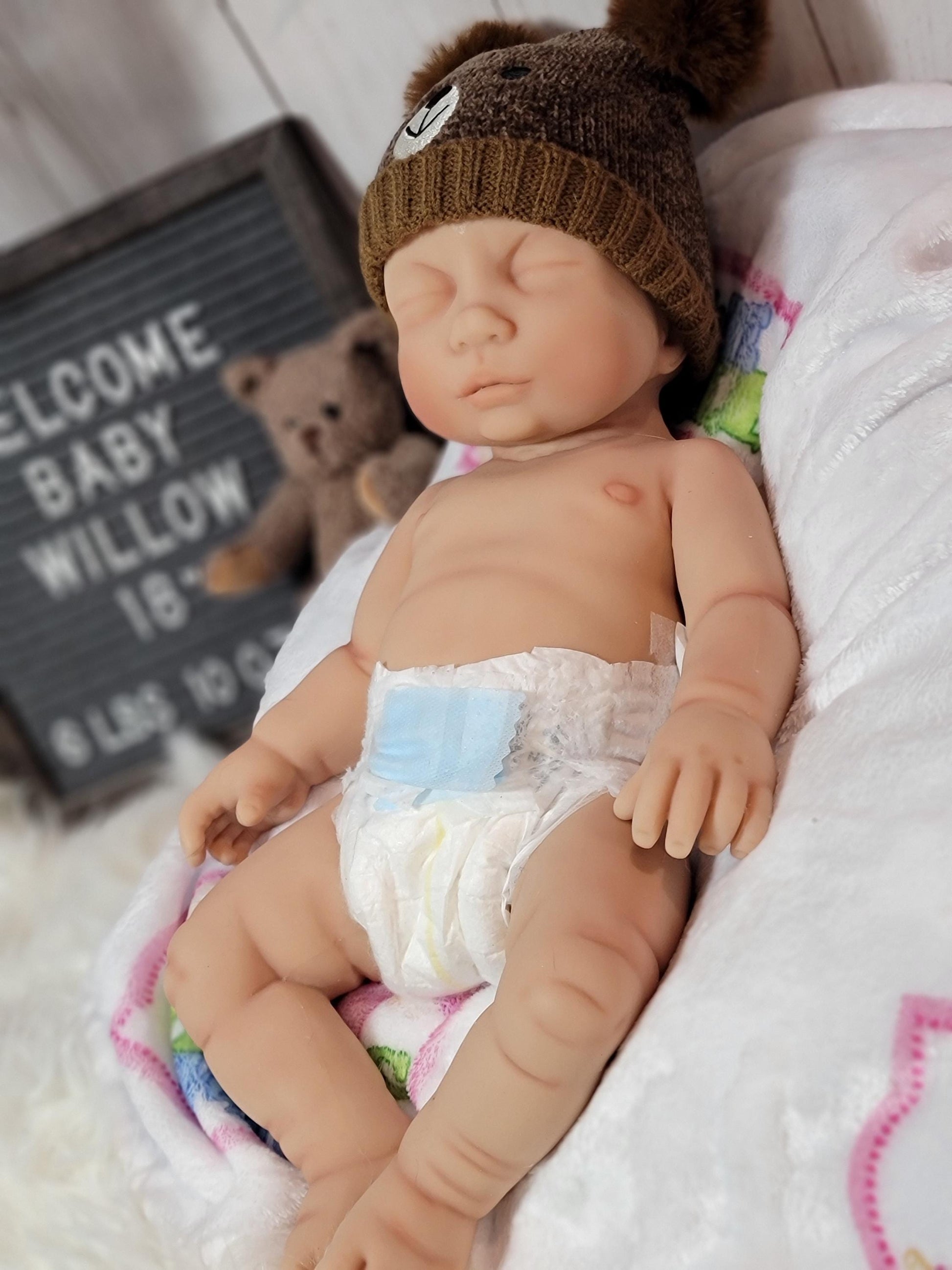 Silicone Baby Doll 18 inch Girl or Boy "Willow" or "William"