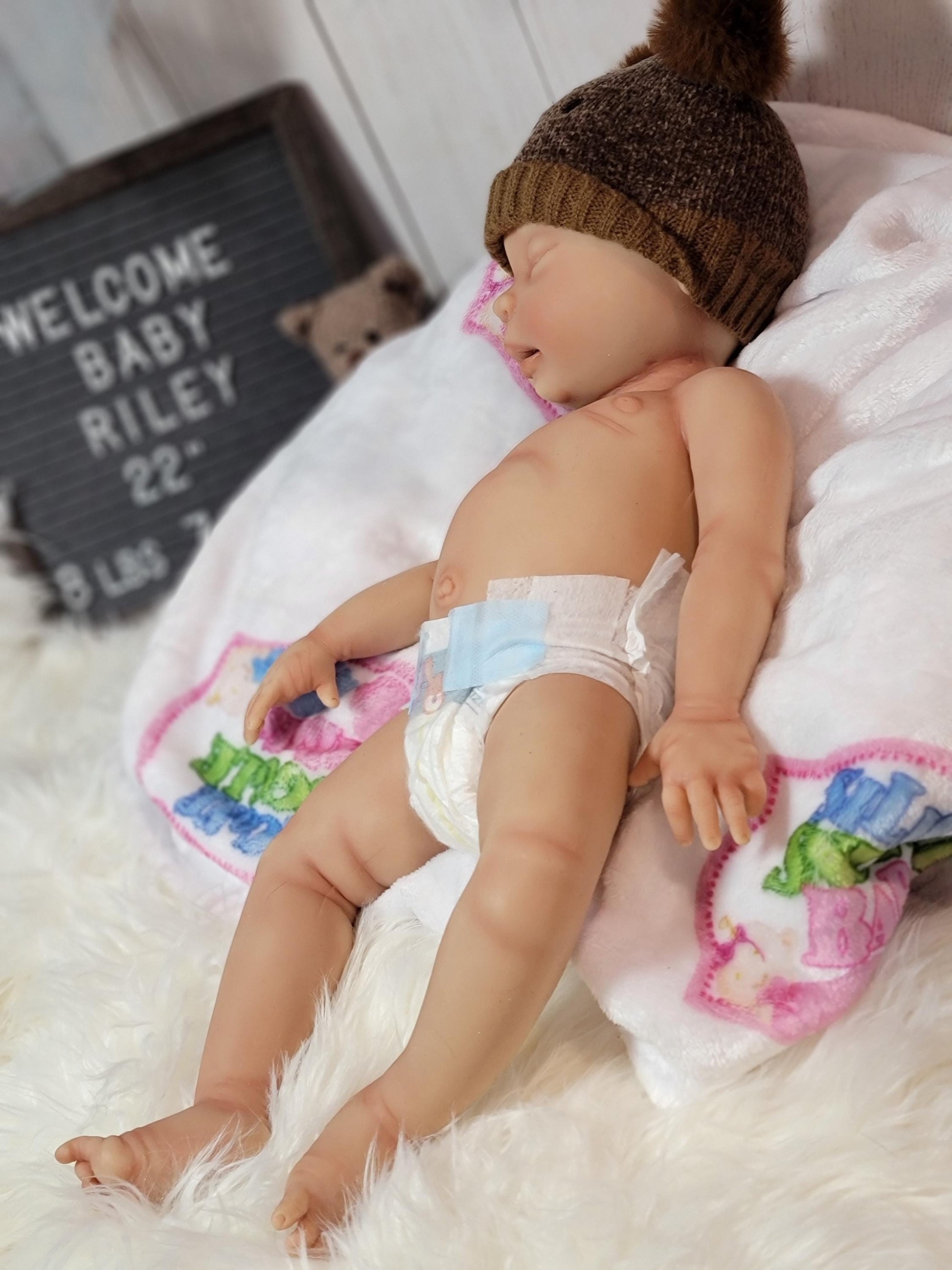 Handmade 22" Silicone Baby Doll "Riley" Enhanced Realism Edition
