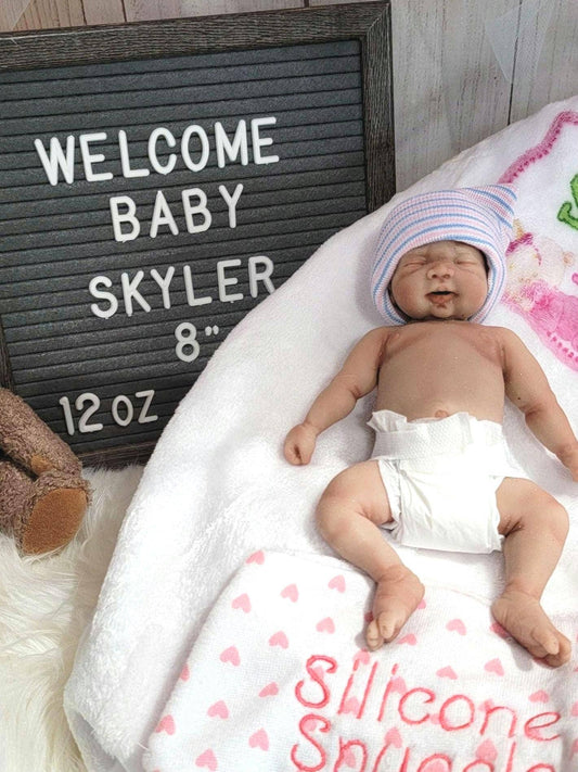 Handmade 8" Silicone Baby Doll - Skyler with Enhanced Realism Edition