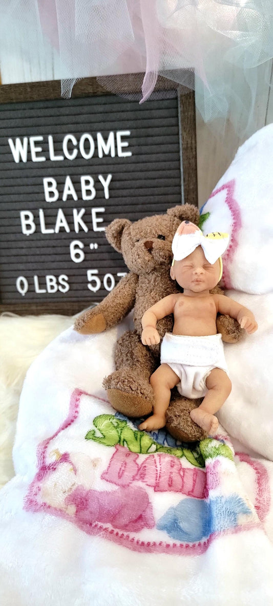 Silicone Baby Girl Doll 6 inch "Blake"