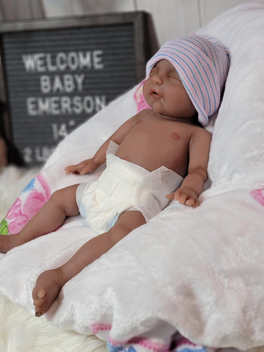 Authentic 14" Silicone Baby Doll Enhanced Realism Edition - Emerson Handmade by Artist