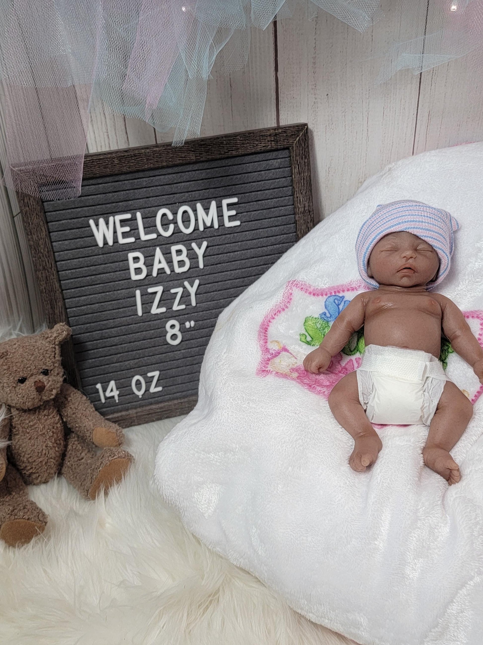 Handmade 8" Silicone Baby Doll - Izzy Enhanced Realism Edition