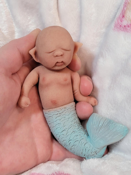 Authentic 5" Mermaid "Avalon" Full Silicone Baby Doll Enhanced Realism Edition Handmade by Artist