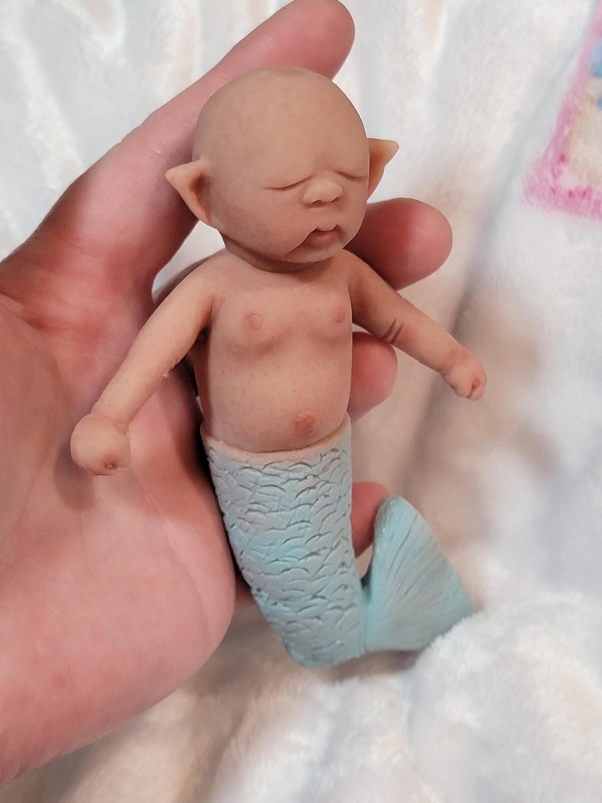 Authentic 5" Mermaid "Avalon" Full Silicone Baby Doll Enhanced Realism Edition Handmade by Artist