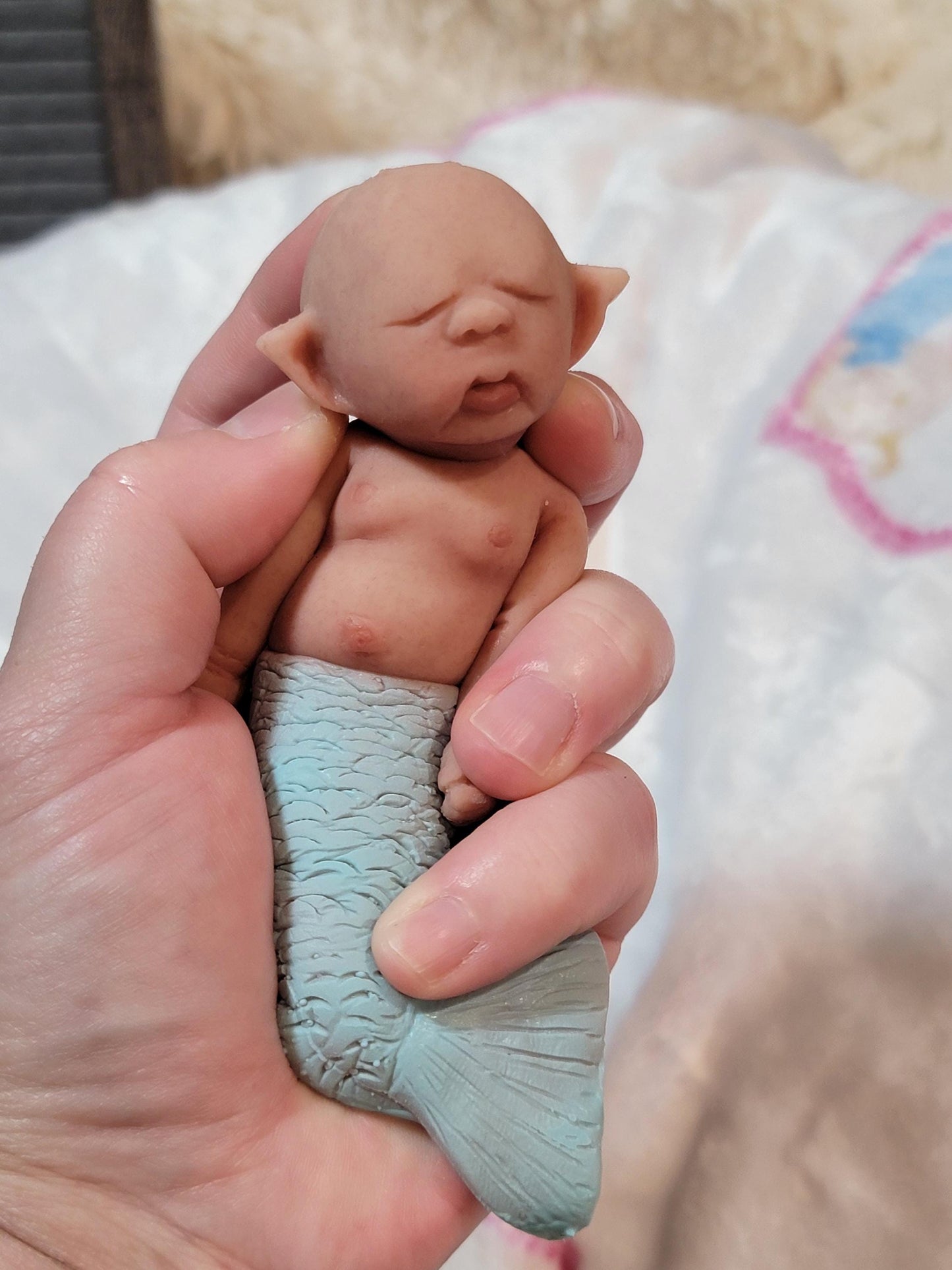 Authentic 5" Mermaid "Avalon" Full Silicone Baby Doll Enhanced Realism Edition Handmade by Artist