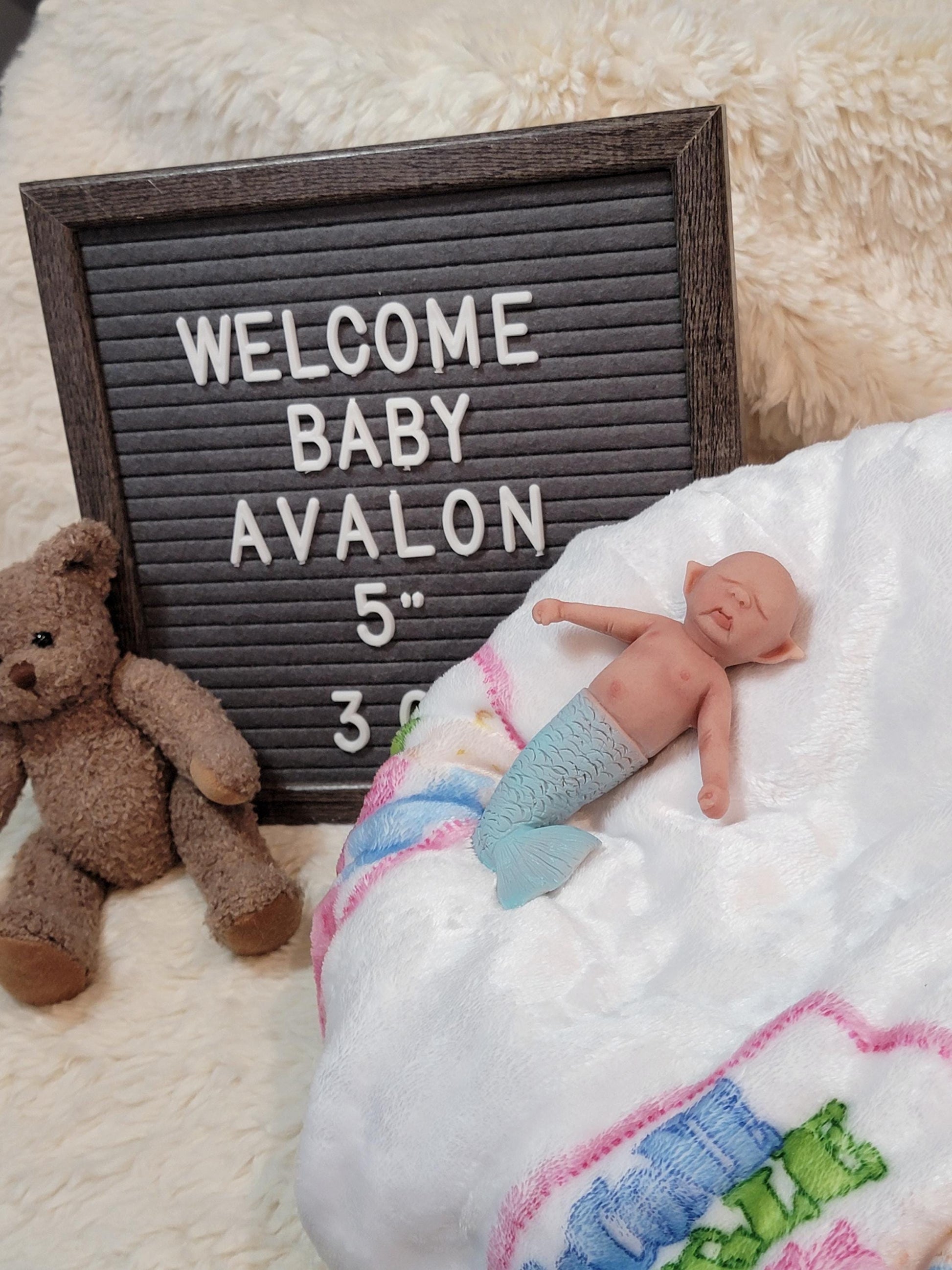 NEW Handmade 5" Mermaid "Avalon" Full Silicone Baby Doll Enhanced Realism Edition