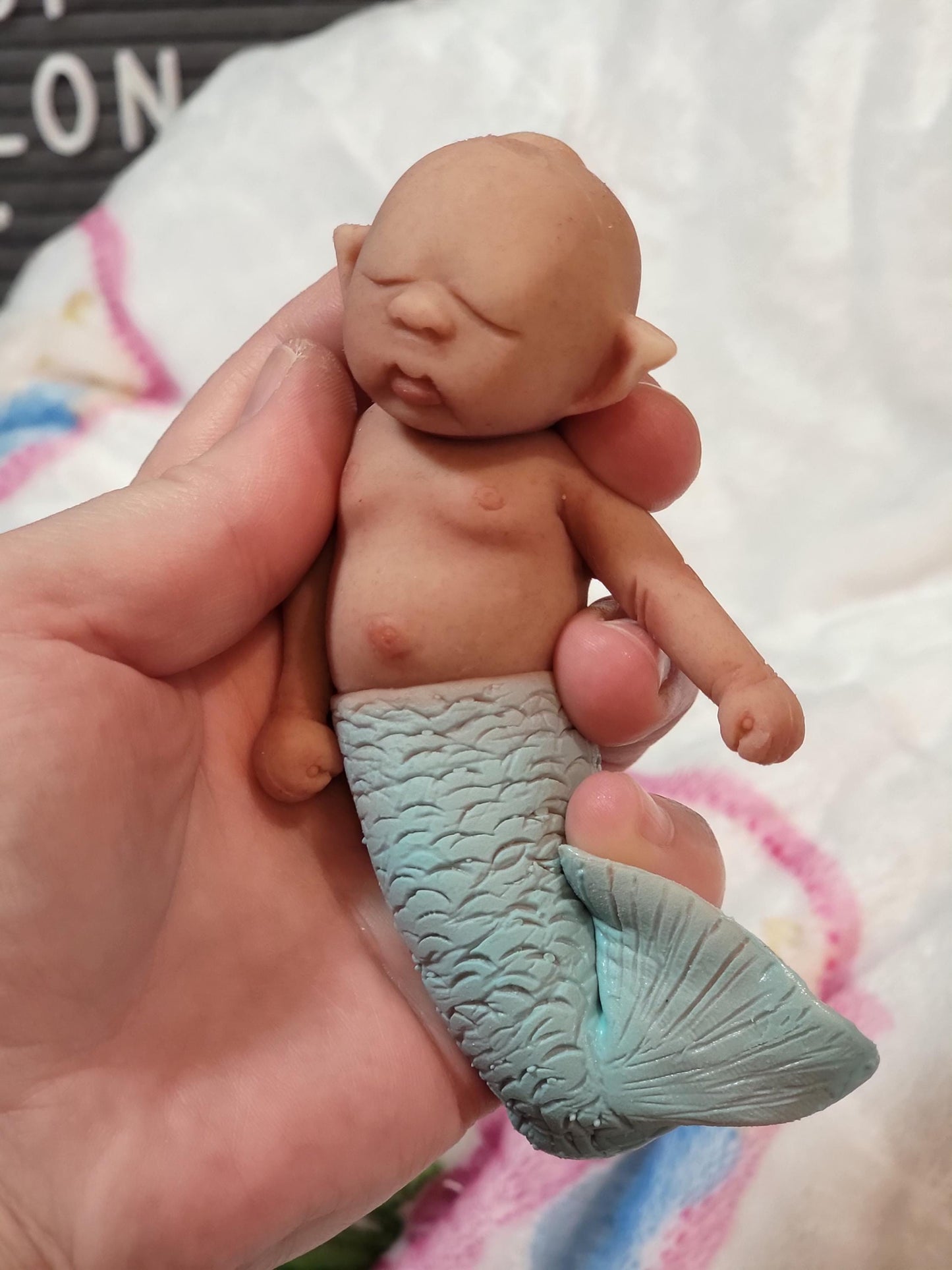 Authentic 5" Mermaid "Avalon" Full Silicone Baby Doll Enhanced Realism Edition Handmade by Artist