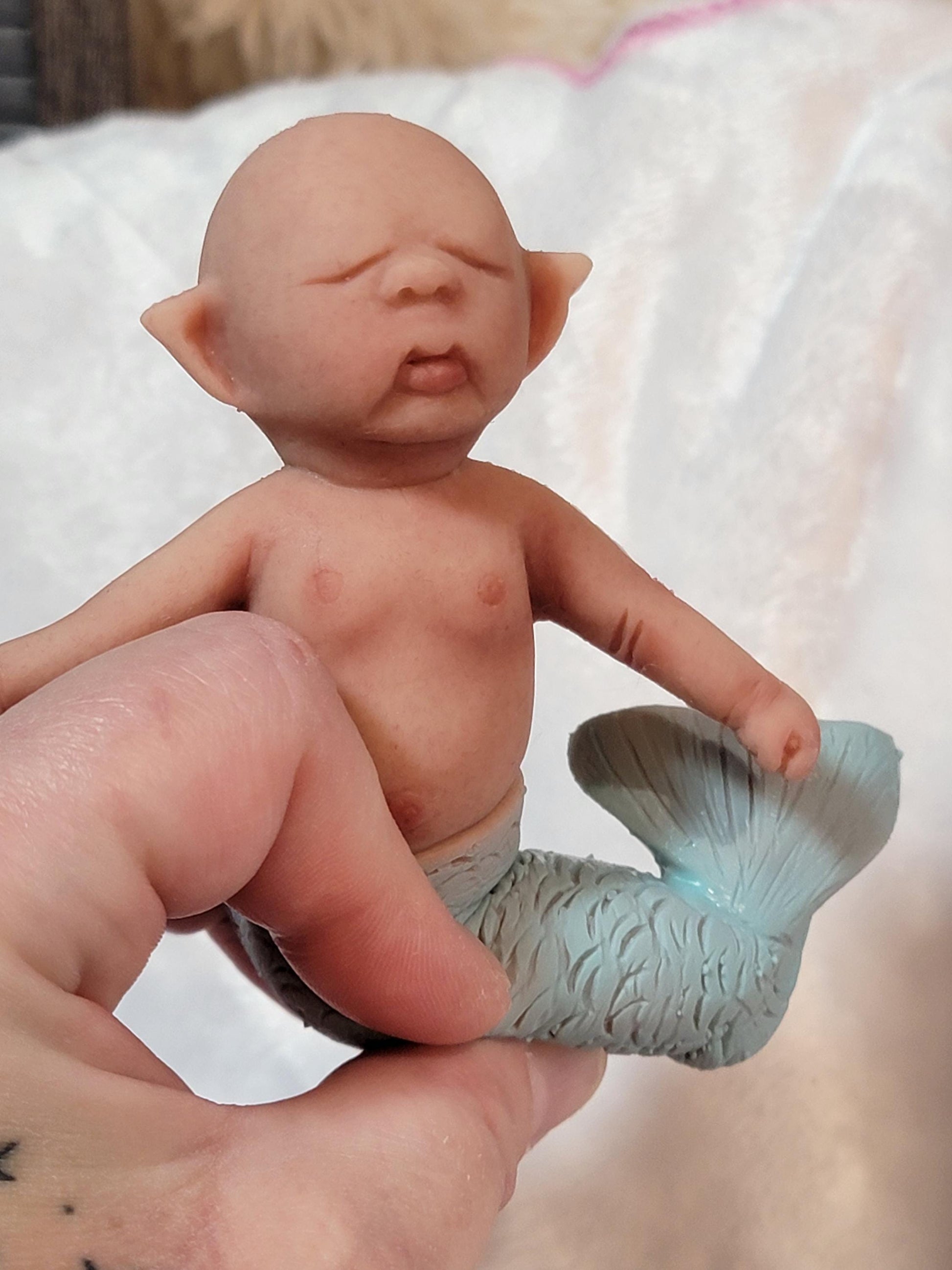 Authentic 5" Mermaid "Avalon" Full Silicone Baby Doll Enhanced Realism Edition Handmade by Artist