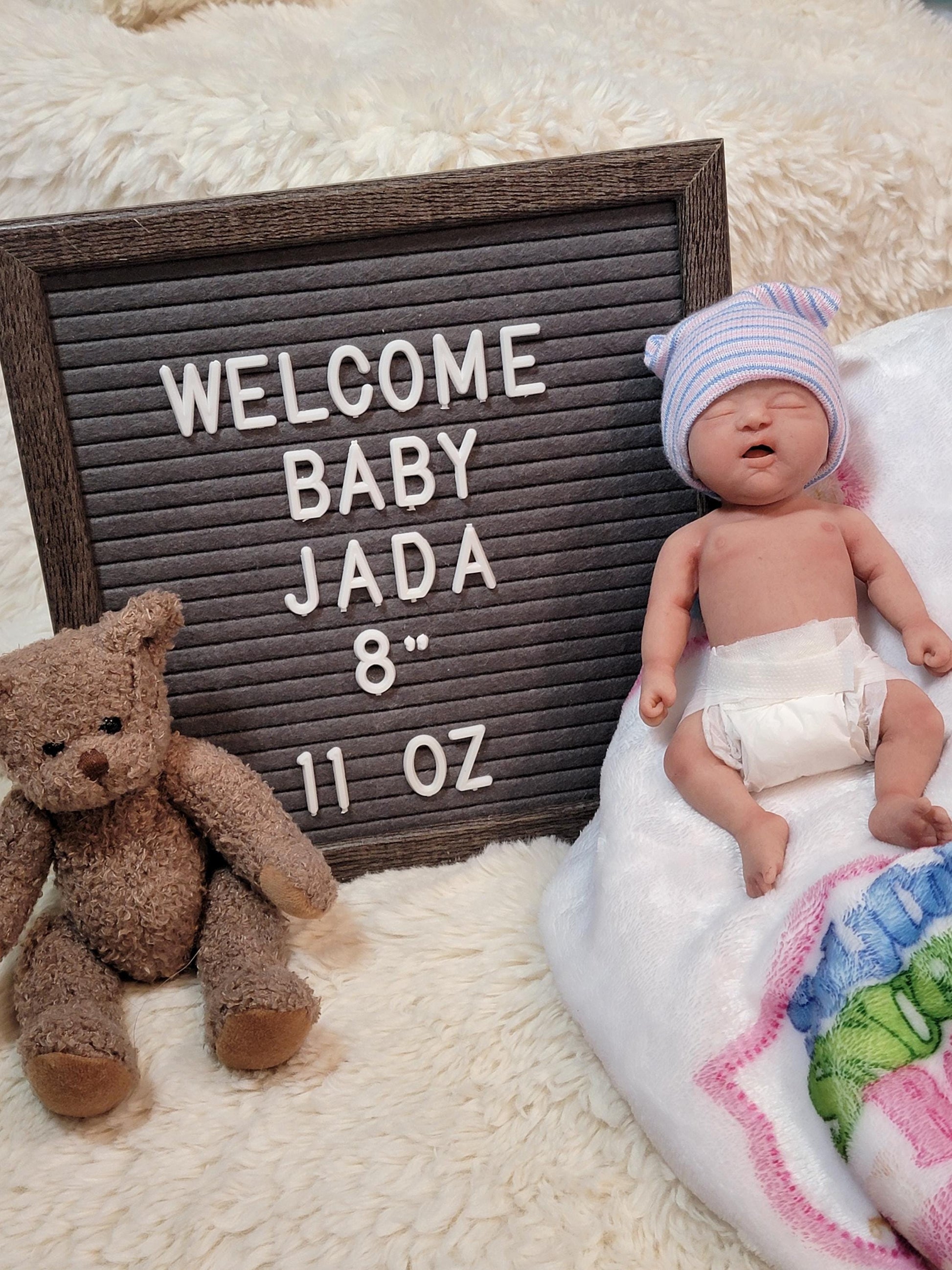 Handmade 8" Silicone Baby Doll Jackson or Jada Enhanced Realism Edition