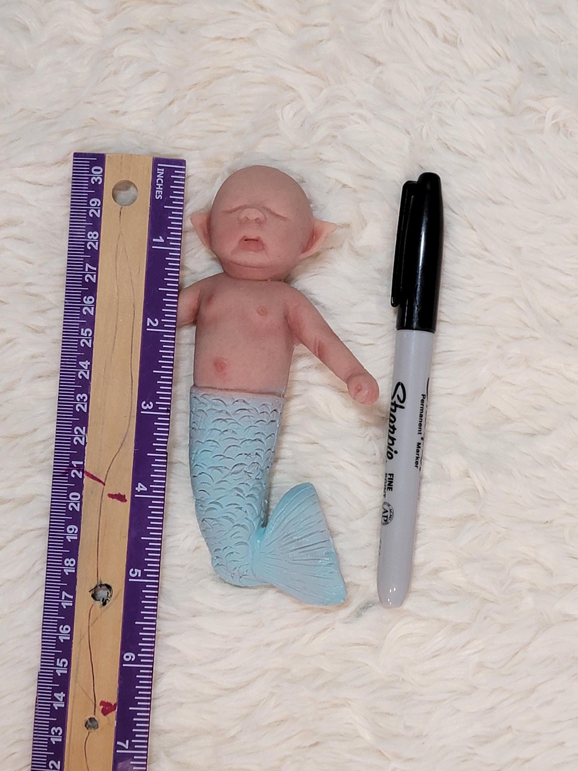 Authentic 5" Mermaid "Avalon" Full Silicone Baby Doll Enhanced Realism Edition Handmade by Artist