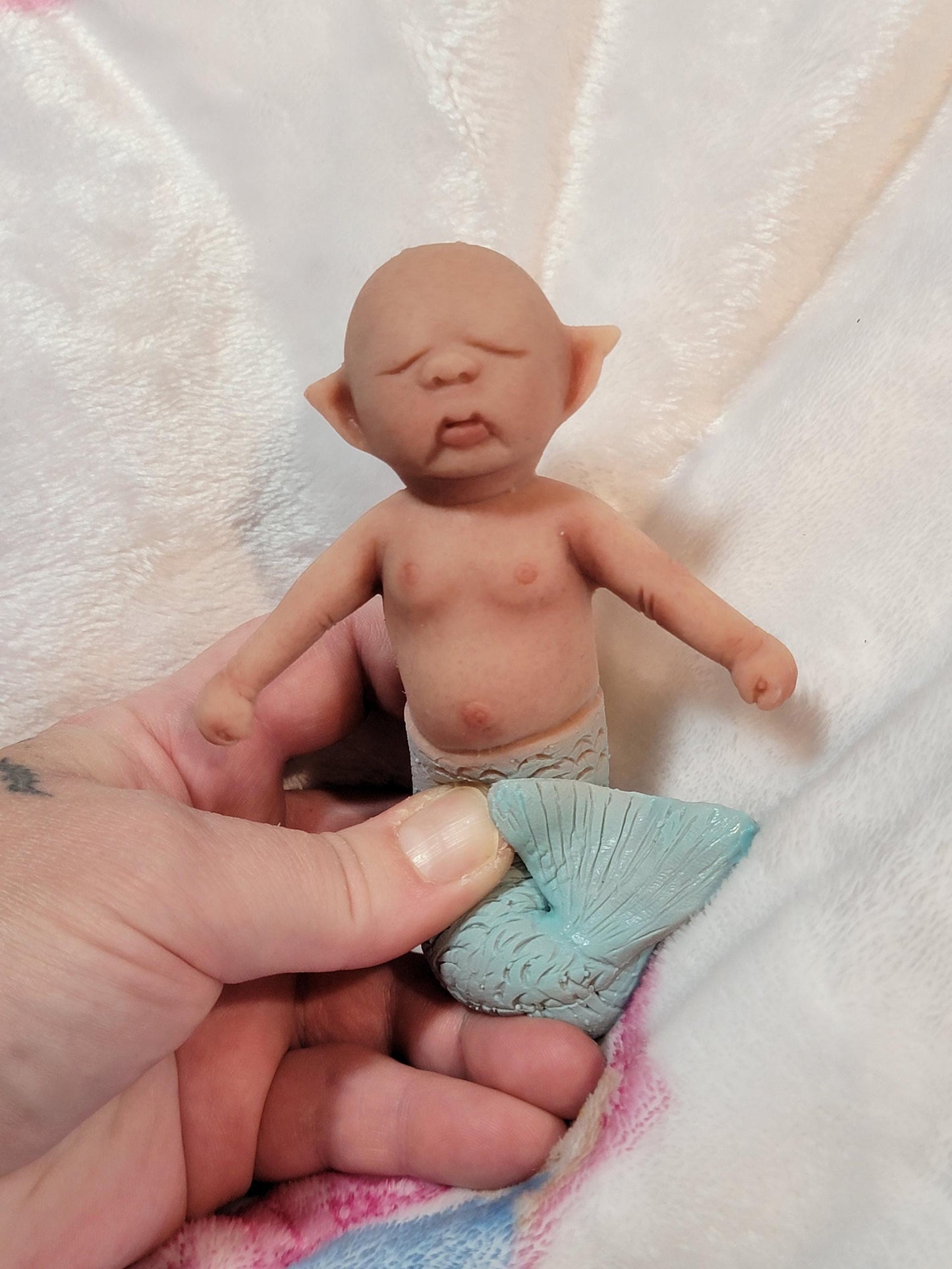 Authentic 5" Mermaid "Avalon" Full Silicone Baby Doll Enhanced Realism Edition Handmade by Artist