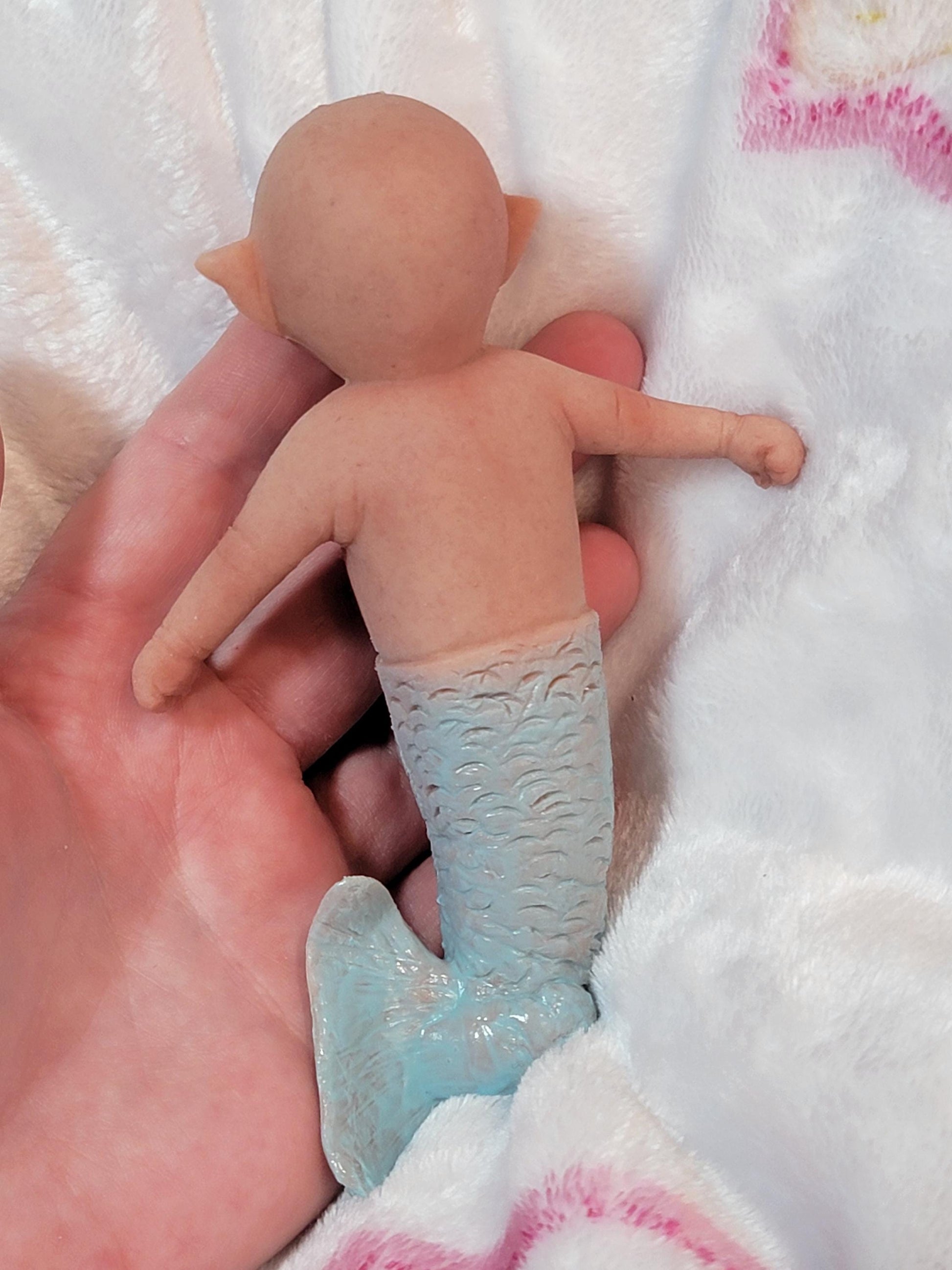 Authentic 5" Mermaid "Avalon" Full Silicone Baby Doll Enhanced Realism Edition Handmade by Artist