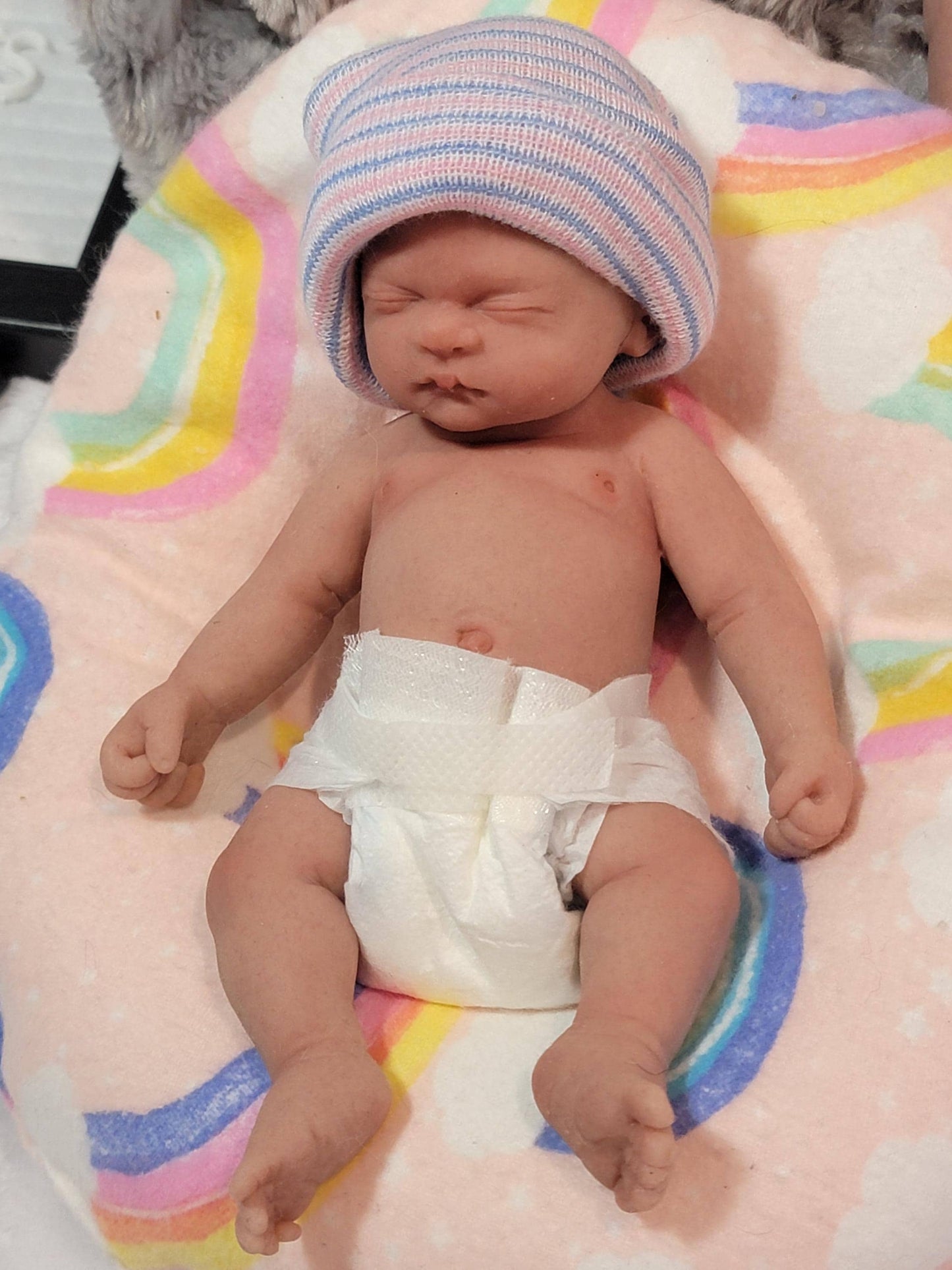 Authentic 7.5" Silicone Baby Girl Doll - Alex Enhanced Realism Edition Handmade by Artist