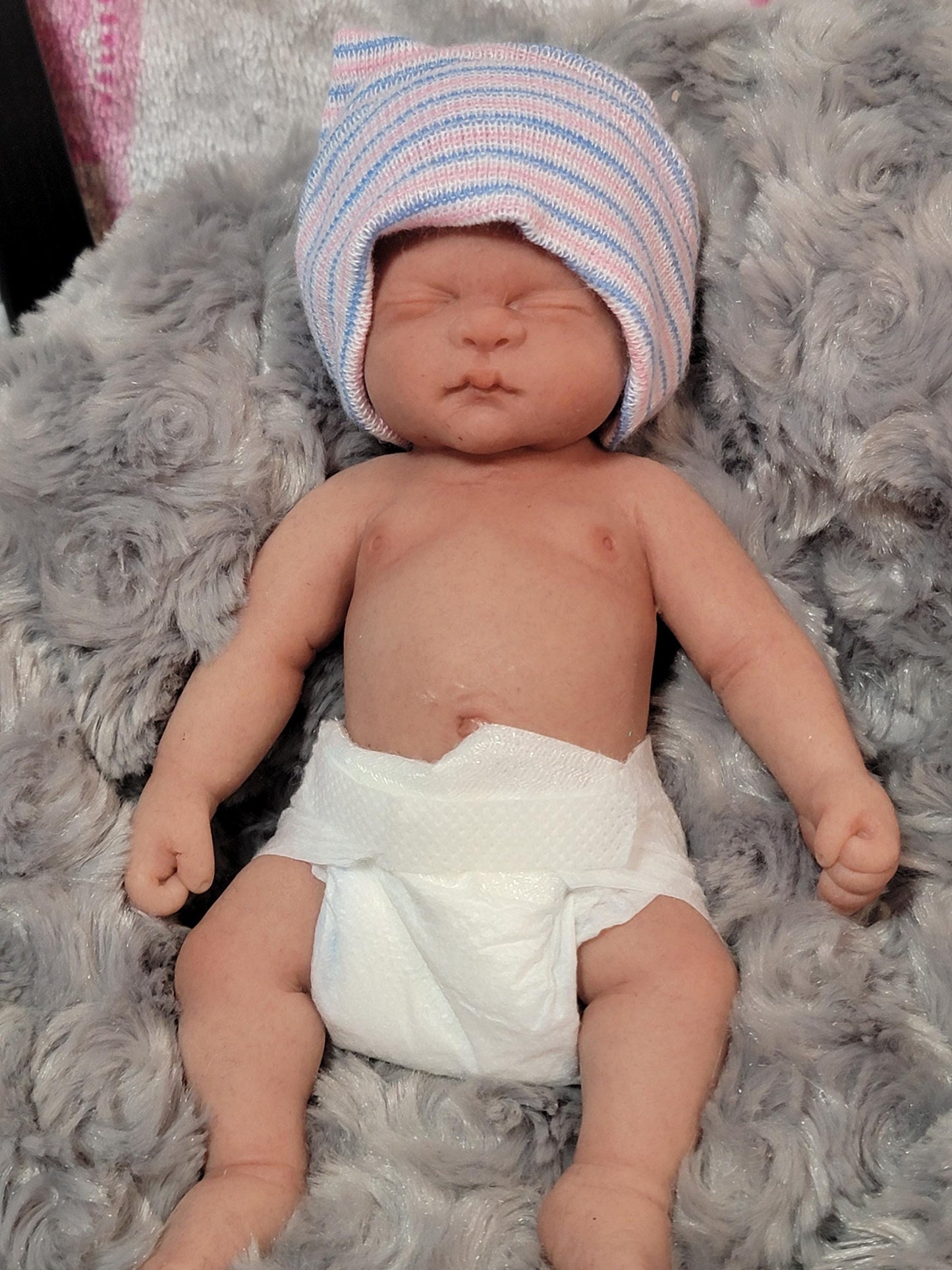 Authentic 7.5" Silicone Baby Girl Doll - Alex Enhanced Realism Edition Handmade by Artist