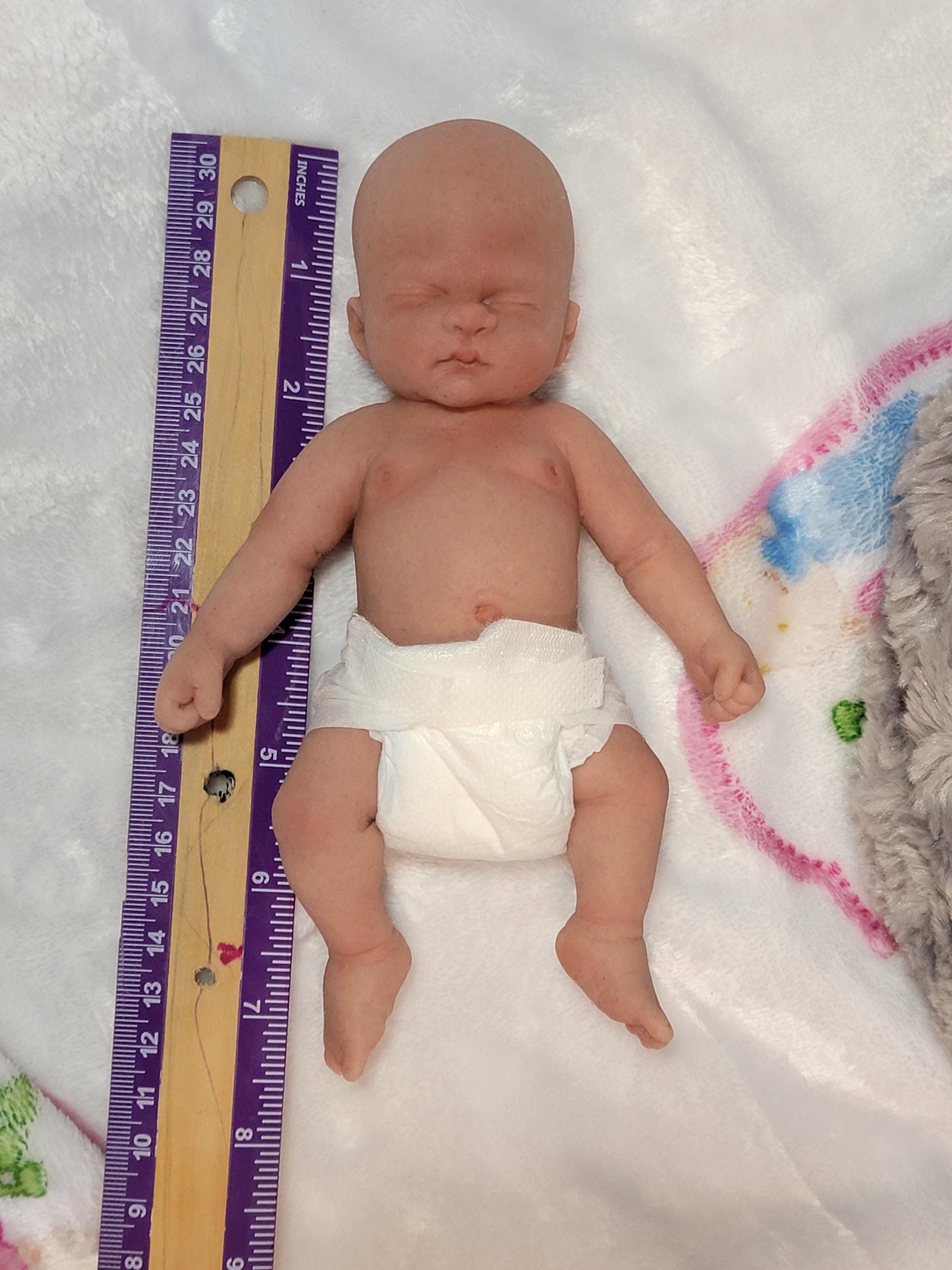 Authentic 7.5" Silicone Baby Girl Doll - Alex Enhanced Realism Edition Handmade by Artist