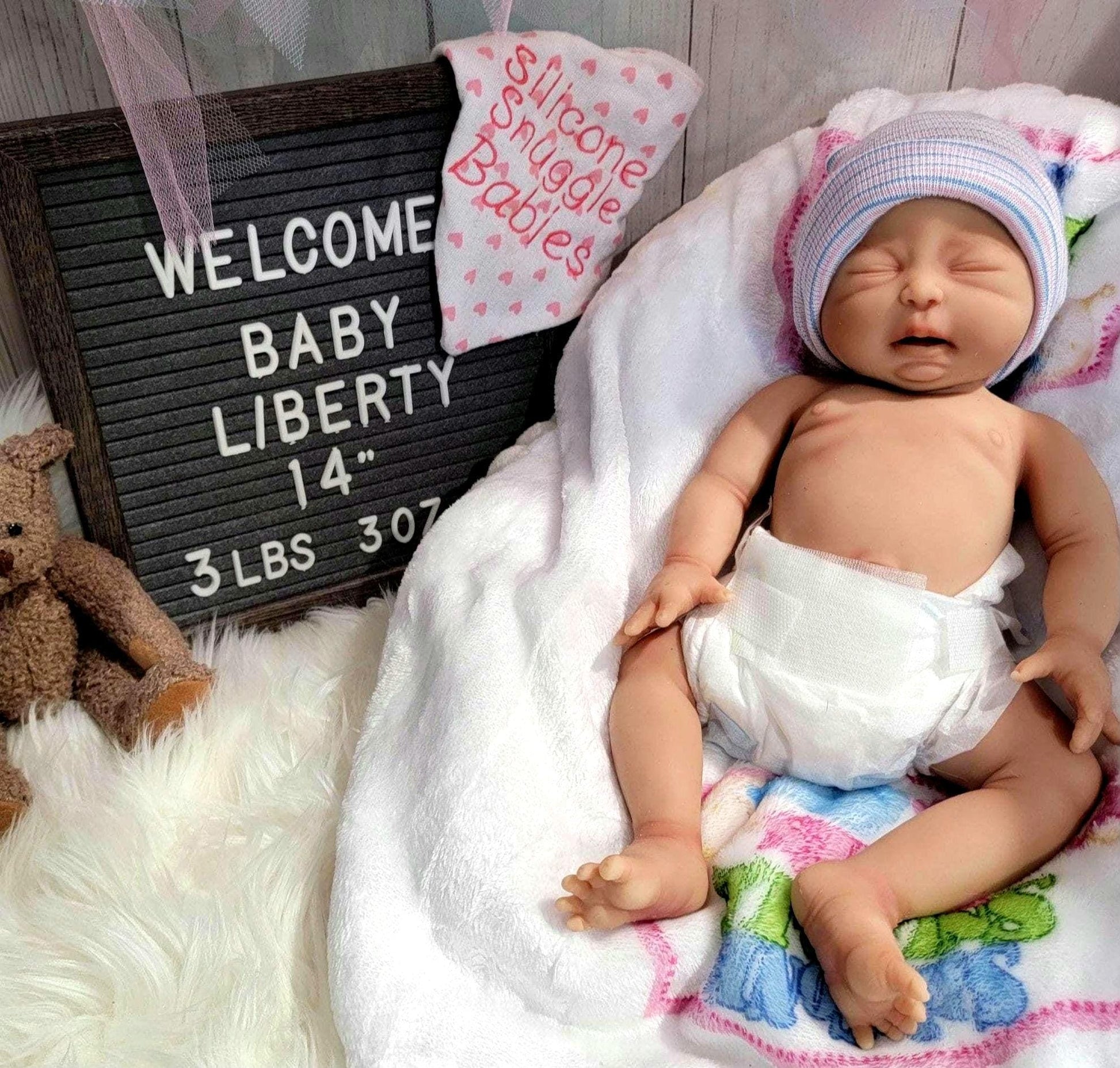 Handmade 14" Silicone Baby Doll "Liberty" or "Lincoln" Enhanced Realism Edition