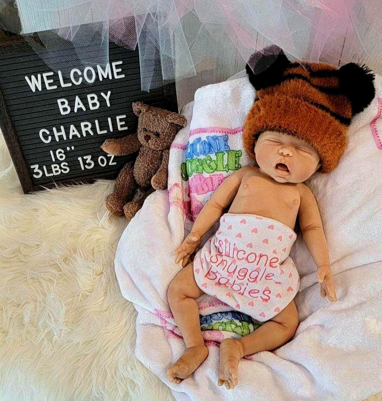 Authentic 16" Silicone Baby Doll "Charlie" Enhanced Realism Edition Handmade by Artist