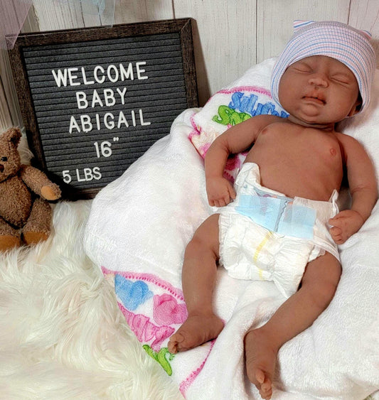 Handmade 16" Silicone Baby Doll - Abigail or Abraham Enhanced Realism Edition