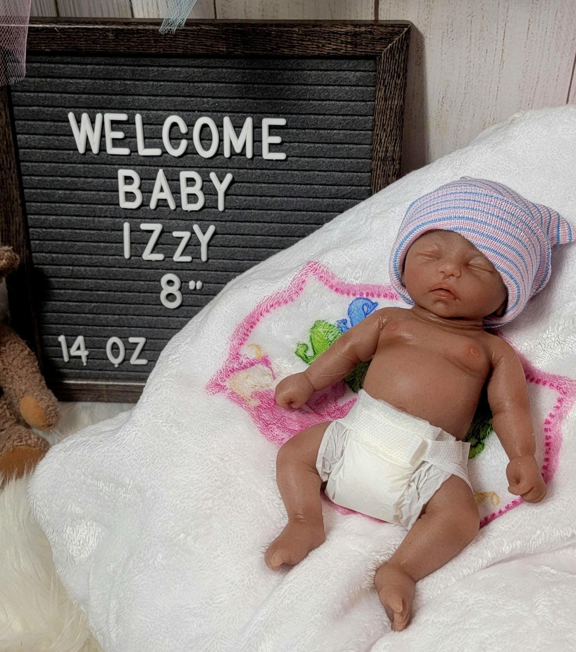 Handmade 8" Silicone Baby Doll - Izzy Enhanced Realism Edition
