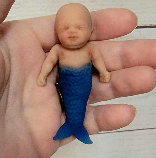 Authentic 3" Mermaid "Drew" Full Silicone Baby Doll New Realism Edition Handmade by Artist