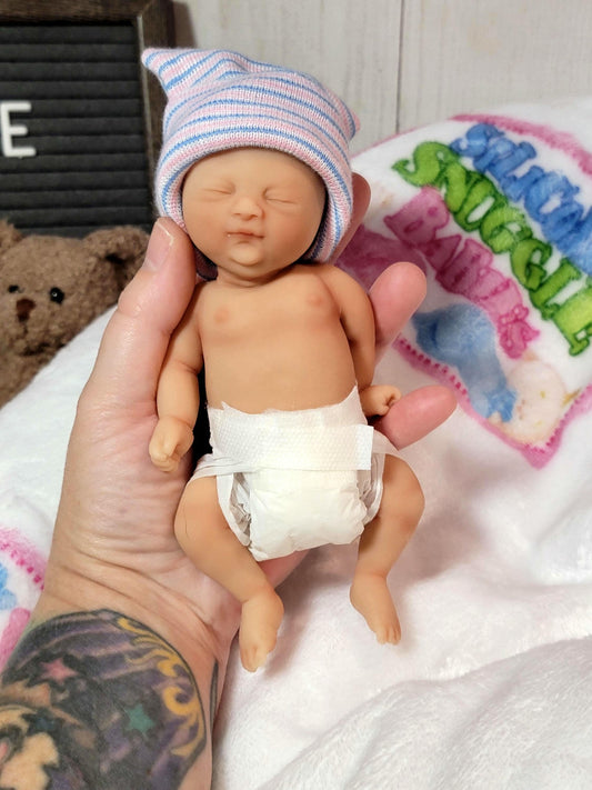 Handmade 6" Silicone Baby Doll Tobi Enhanced Realism Edition