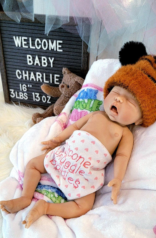 Handmade 16" Silicone Baby Doll "Charlie" Enhanced Realism Edition