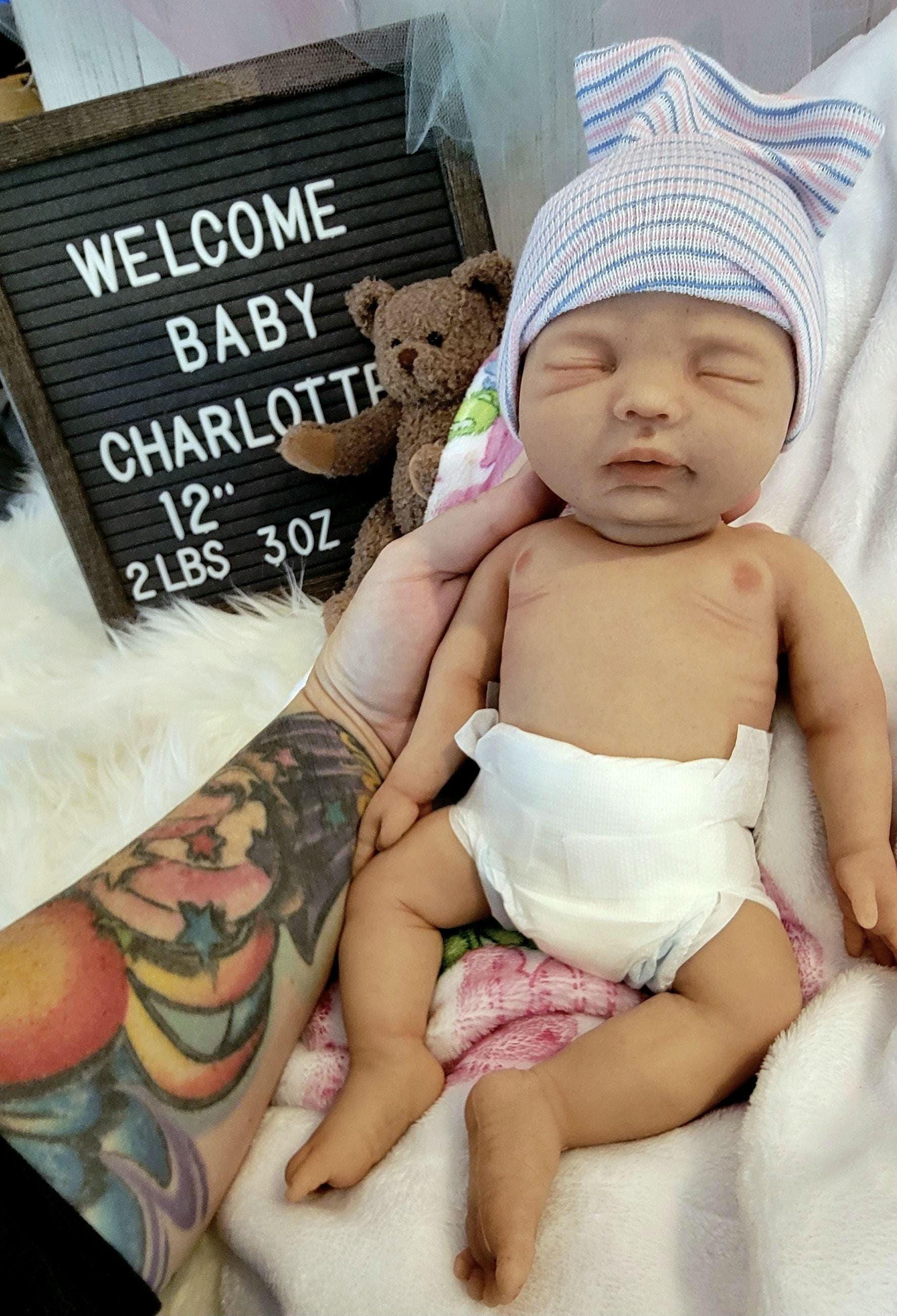 Handmade 12" Silicone Baby Doll "Charlotte" or "Carter" Enhanced Realism Edition