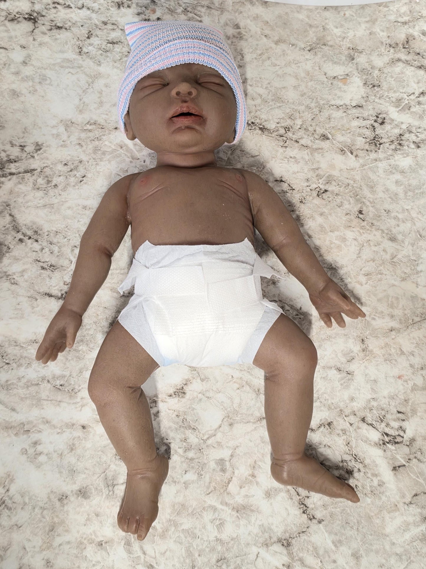 Authentic 12" Silicone Baby Doll Dark "Charlotte" or "Carter" Enhanced Realism Edition Handmade by Artist