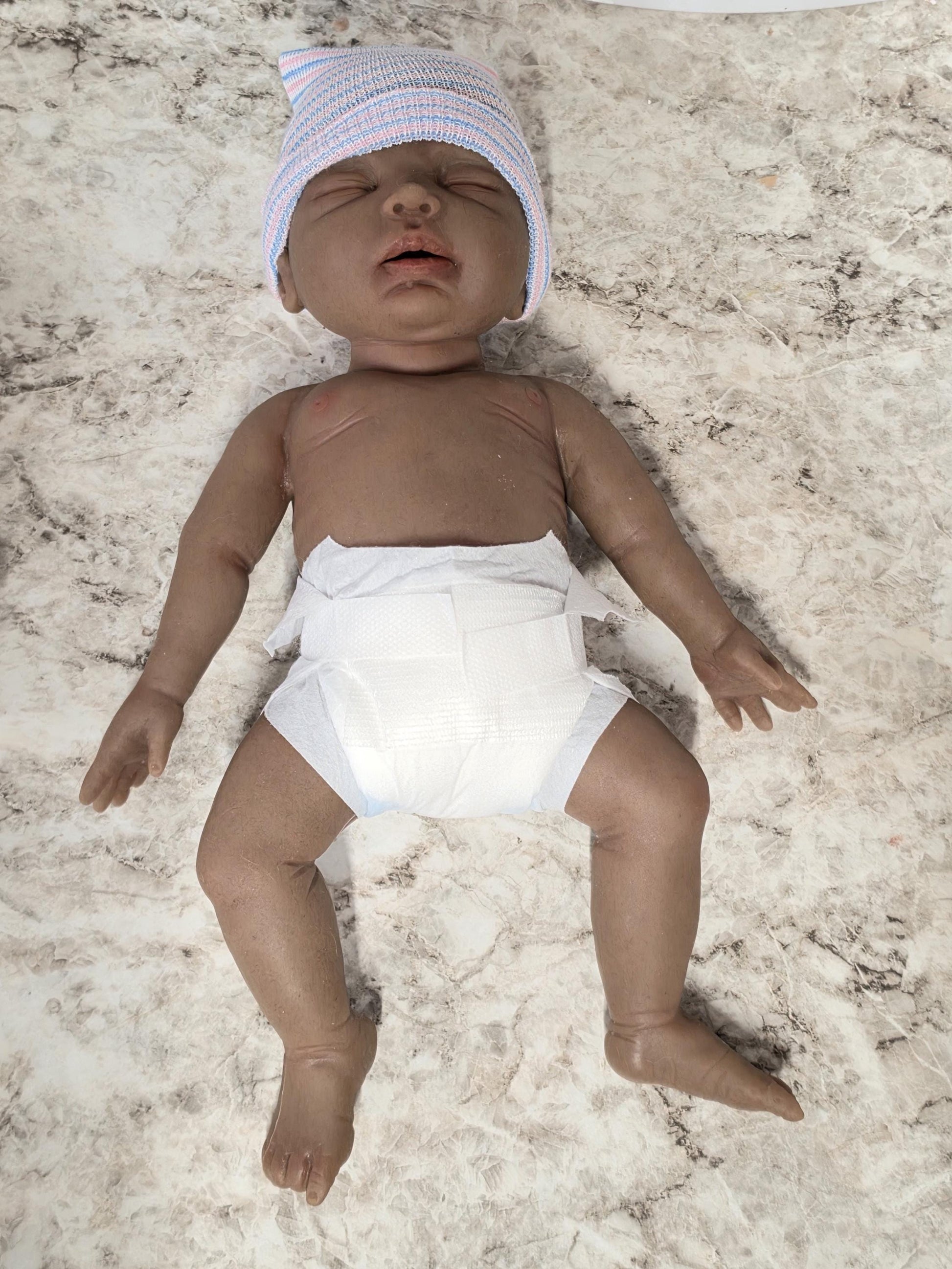 Authentic 12" Silicone Baby Doll Dark "Charlotte" or "Carter" Enhanced Realism Edition Handmade by Artist
