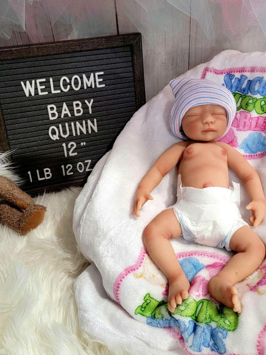 Handmade 12" Silicone Baby Doll "Quinn" Enhanced Realism Edition