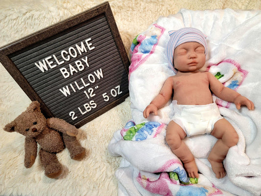 Handmade 12" Silicone Reborn Baby Doll: Willow or William Enhanced Realism Edition