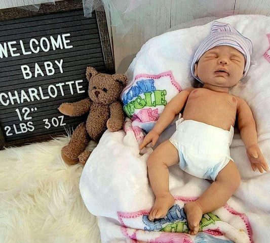 Authentic 12" Silicone Baby Doll "Charlotte" or "Carter" Enhanced Realism Edition Handmade by Artist