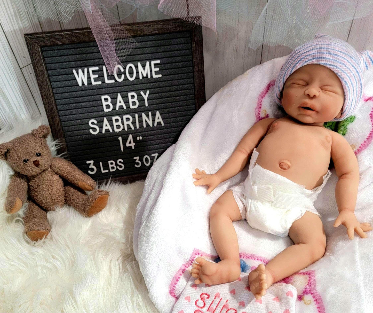Handmade 14" Silicone Baby Doll "Sabrina" or "Sebastian" Enhanced Realism Edition
