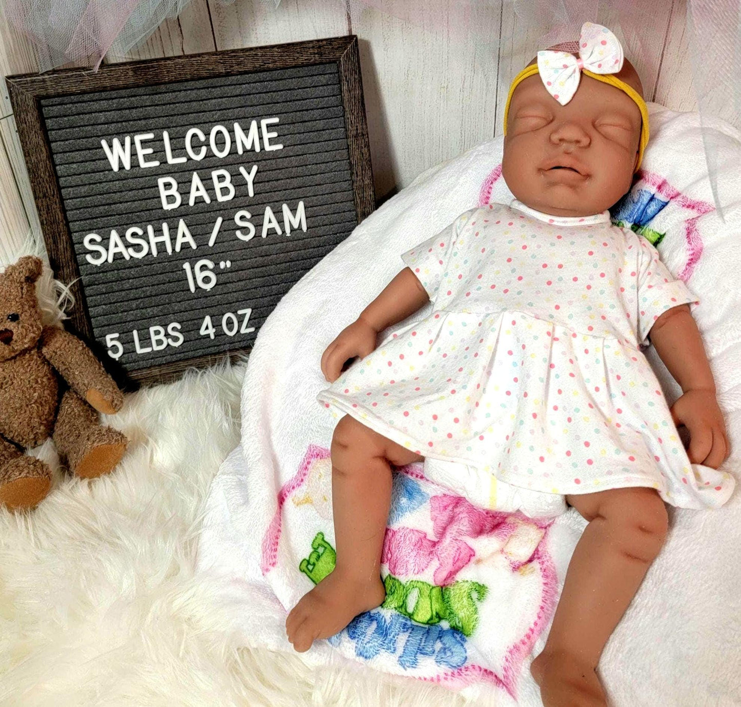 Handmade 16" Silicone Baby Doll "Sasha" Enhanced Realism Edition