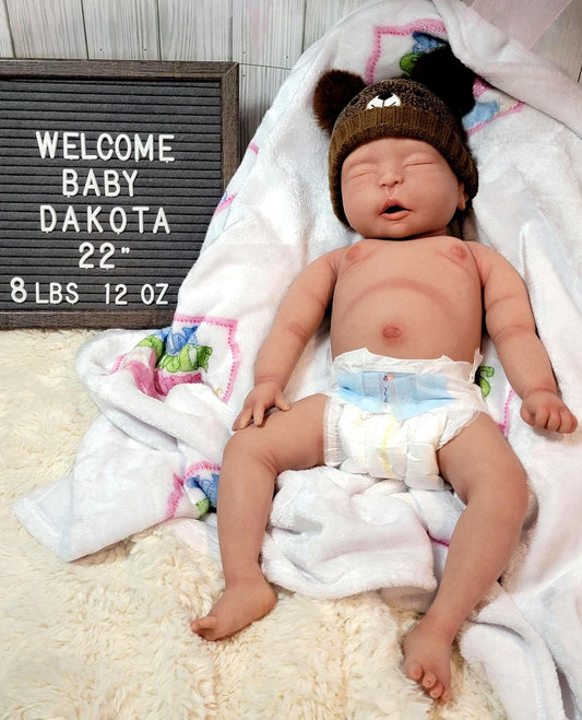 Authentic 22" Full Silicone Baby Doll "Dakota" Enhanced Realism Edition Handmade by Artist