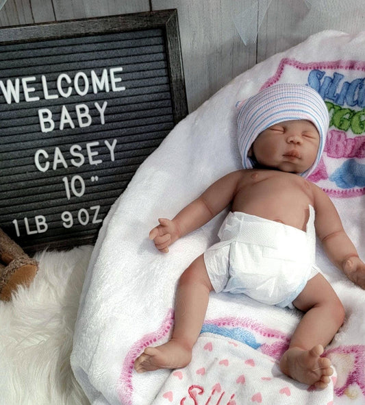 Handmade 10" Silicone Baby Doll - "Casey" Enhanced Realism Edition