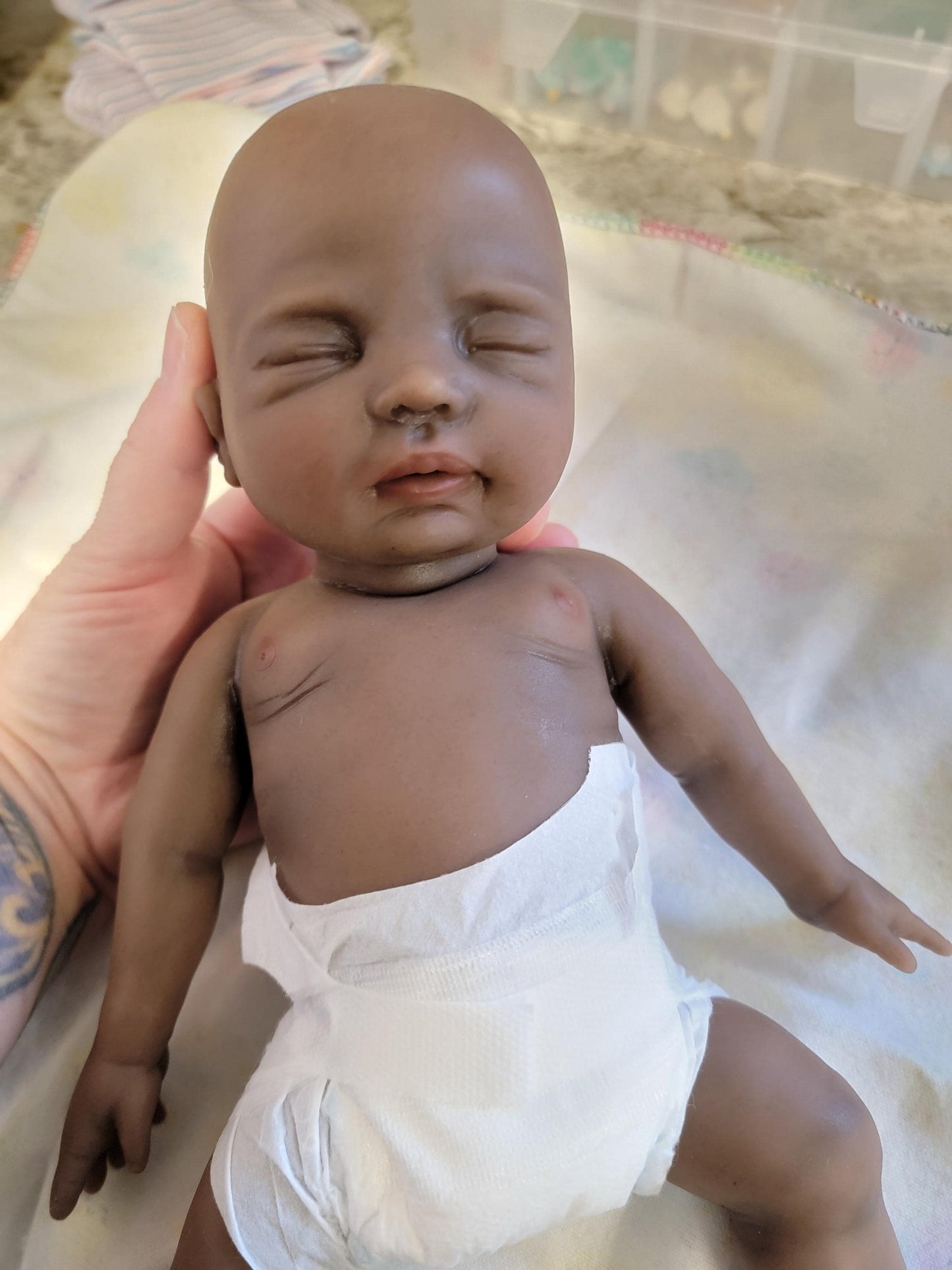 Authentic 12" Silicone Baby Doll Dark "Charlotte" or "Carter" Enhanced Realism Edition Handmade by Artist