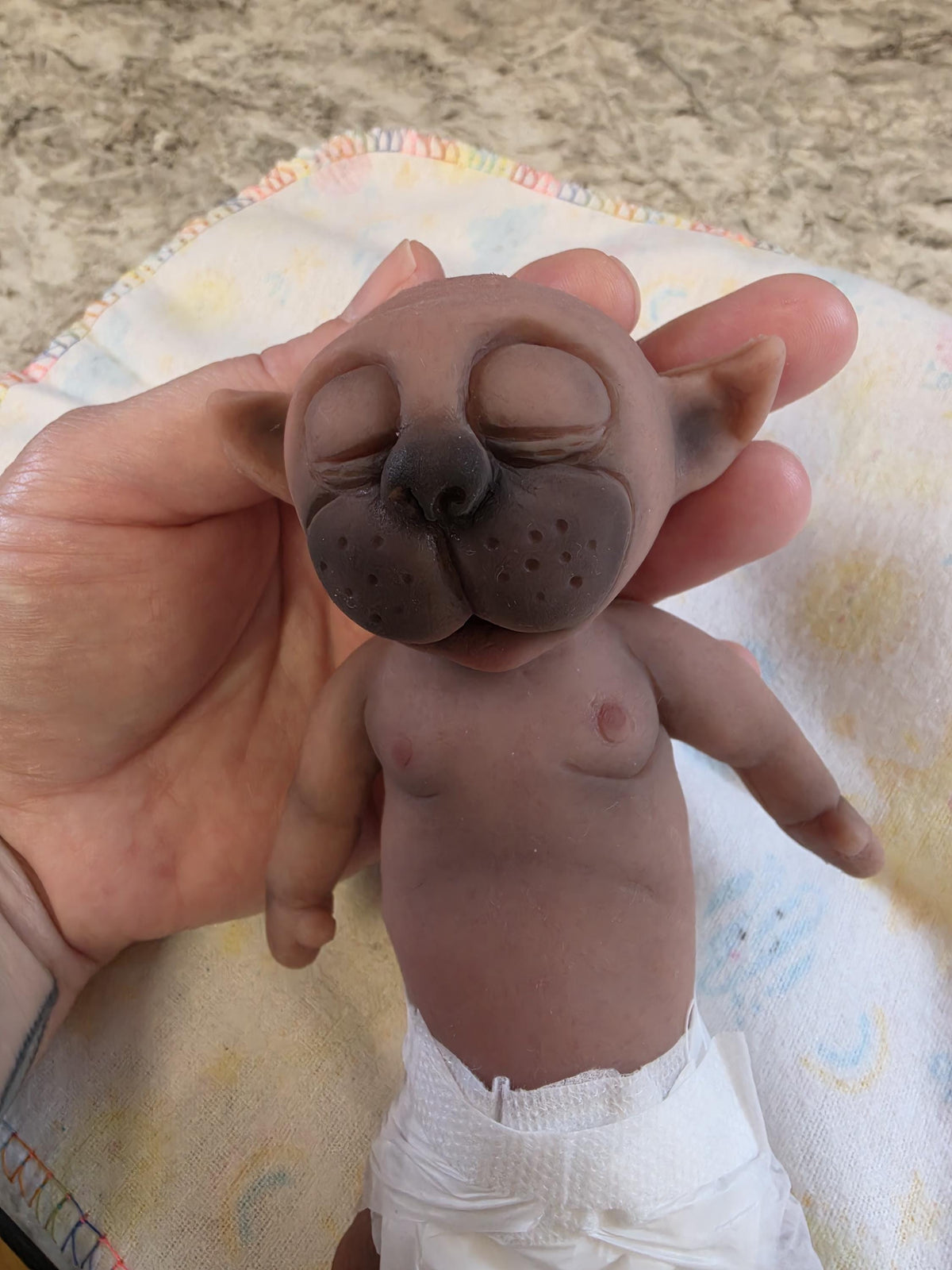 Authentic 7" Werewolf Silicone Baby Doll "Wooby" Handmade by Artist