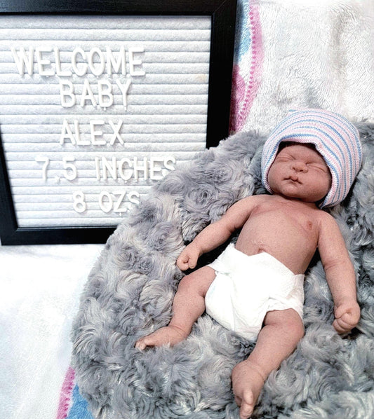 Authentic 7.5" Silicone Baby Girl Doll - "Violet" Enhanced Realism Edition Handmade by Artist