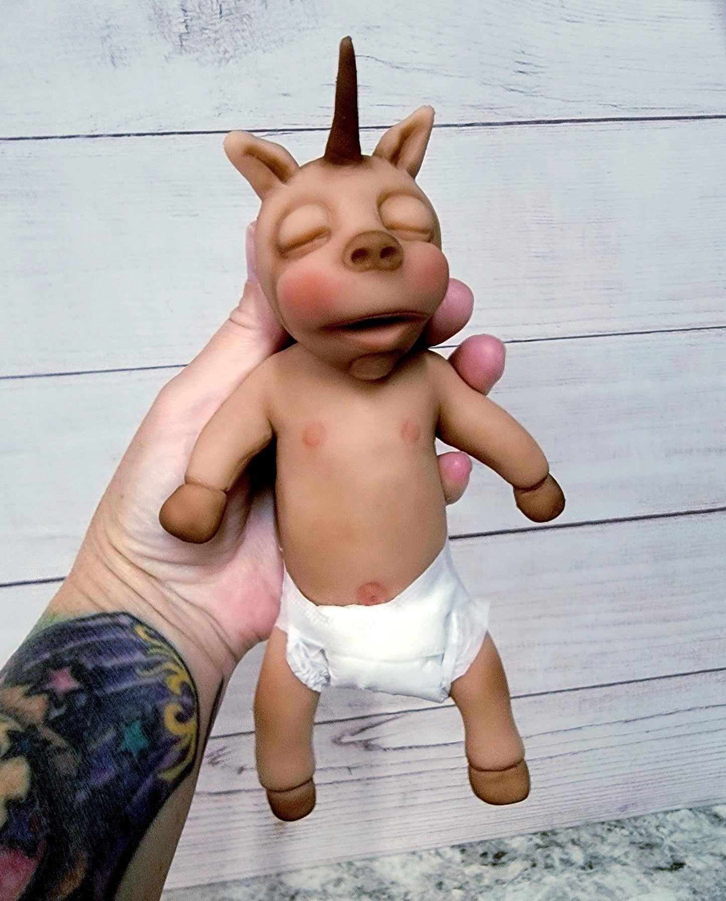 Authentic 7" Unicorn Silicone Baby Doll "Fantasia" by Artist Handmade by Artist