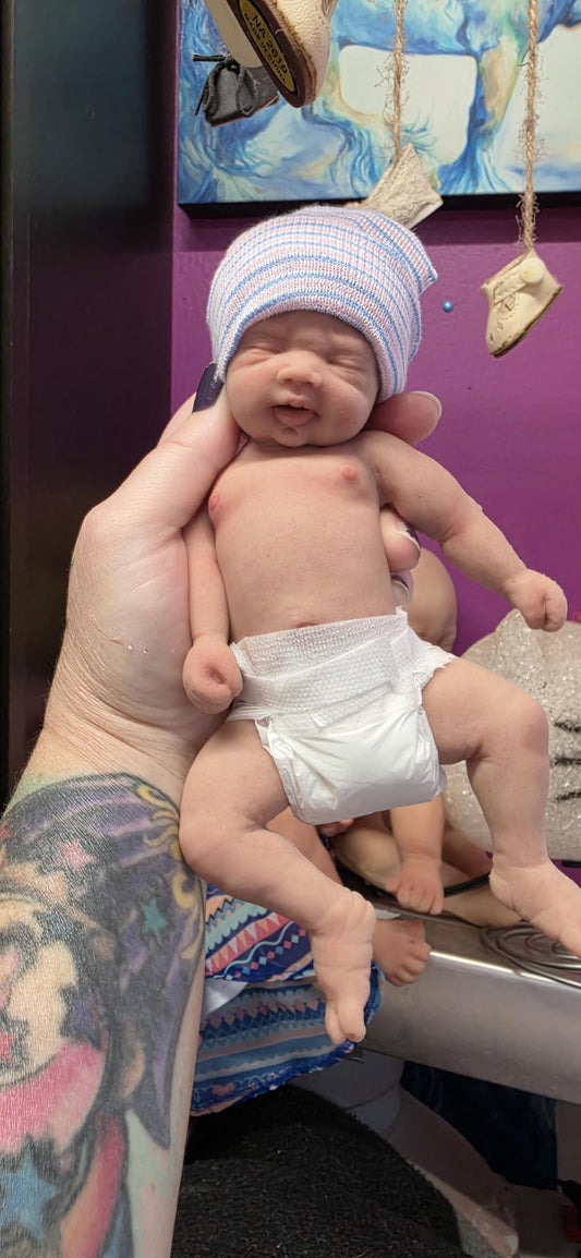 Authentic 8" Silicone Baby Doll - Skyler with Enhanced Realism Edition Handmade by Artist