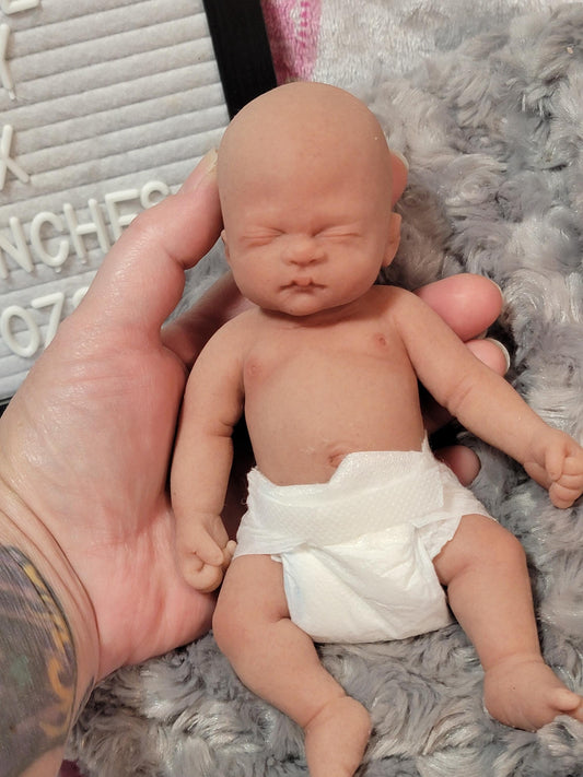 Authentic 7.5" Silicone Baby Girl Doll - Alex Enhanced Realism Edition Handmade by Artist