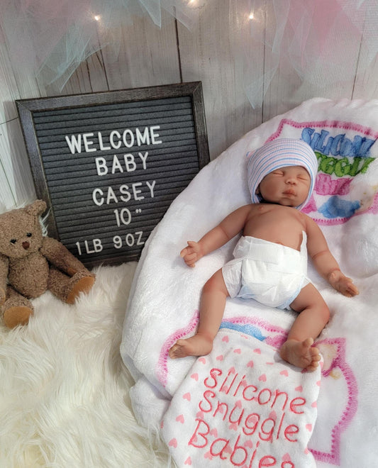 Authentic 10" Silicone Baby Doll - "Casey" Enhanced Realism Edition Handmade by Artist