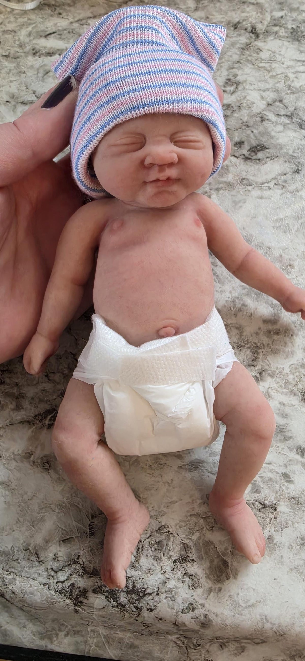 Authentic 7.5" Silicone Baby Girl Doll - "Avery" Enhanced Realism Edition Handmade by Artist