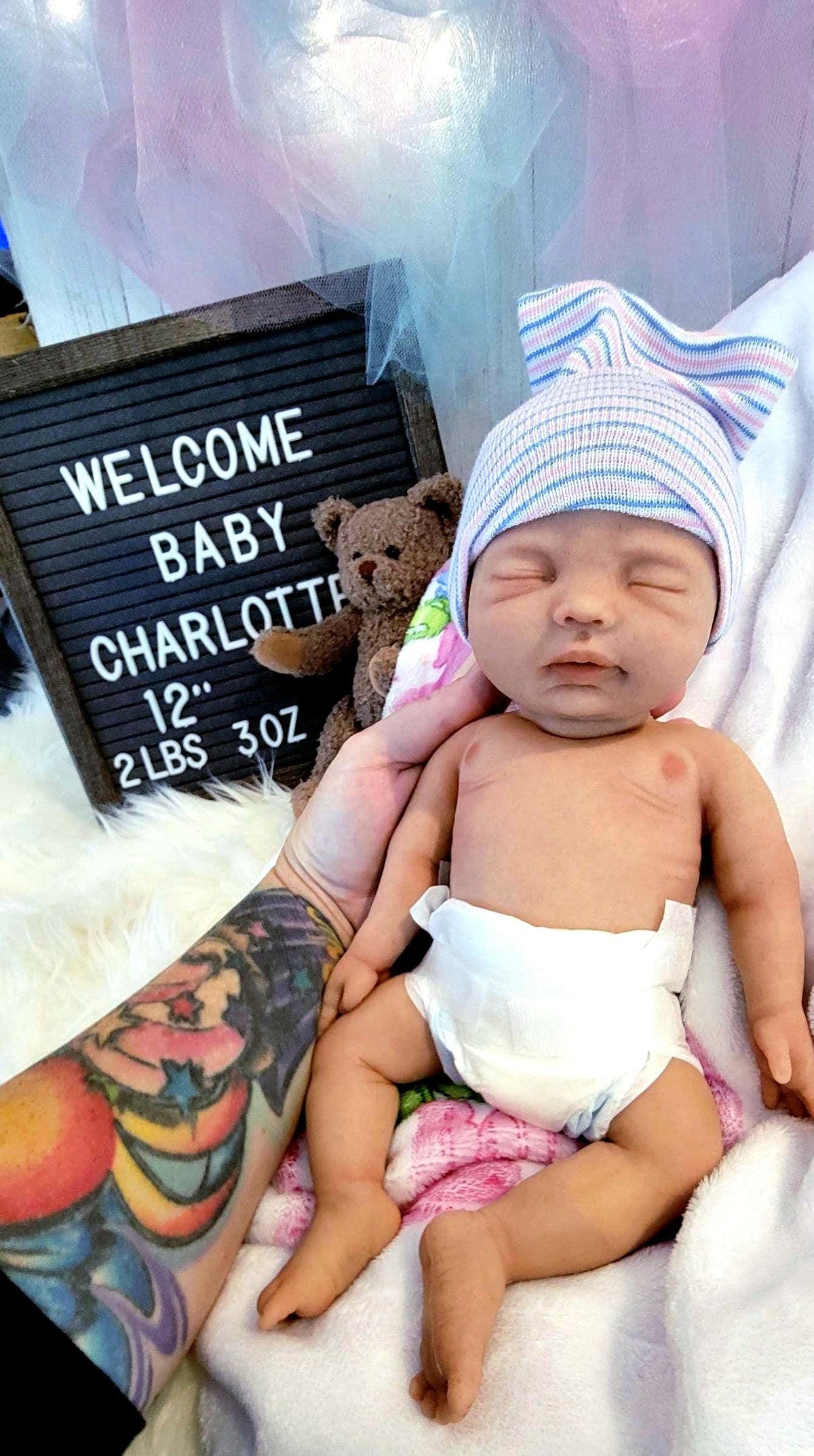 Authentic 12" Silicone Baby Doll "Charlotte" or "Carter" Enhanced Realism Edition Handmade by Artist
