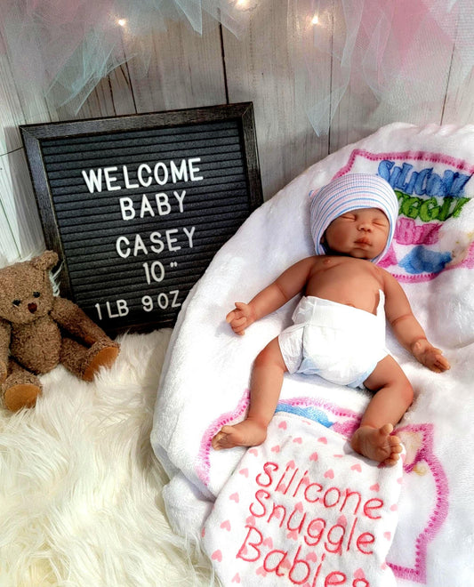 Authentic 10" Silicone Baby Doll - "Casey" Enhanced Realism Edition Handmade by Artist